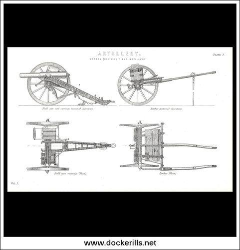 Artillery. Modern (British) Field Artillery. Antique Print, Lithograph c. 1875.
