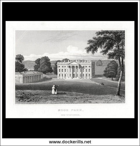 Moor Park, Hertfordshire, England. Antique Print, Steel Engraving 1847.