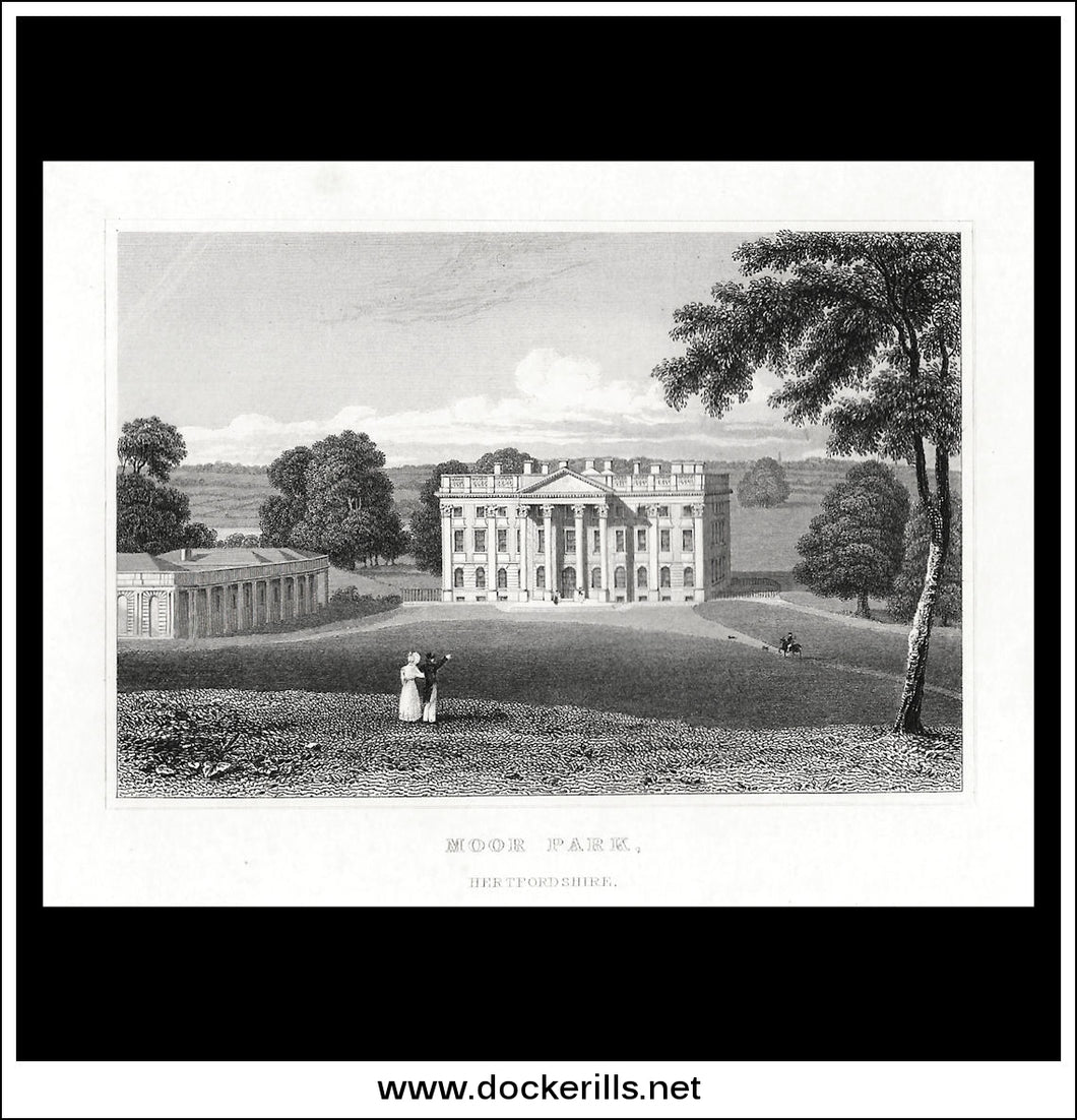 Moor Park, Hertfordshire, England. Antique Print, Steel Engraving 1847.
