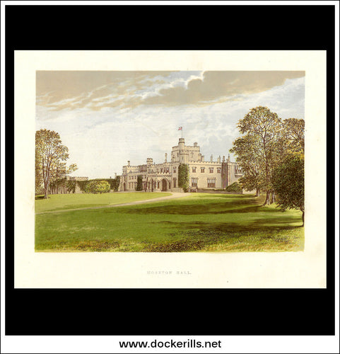 Moreton Hall, Near Congleton, Cheshire, England. Antique Print, Chromoxylograph 1880.