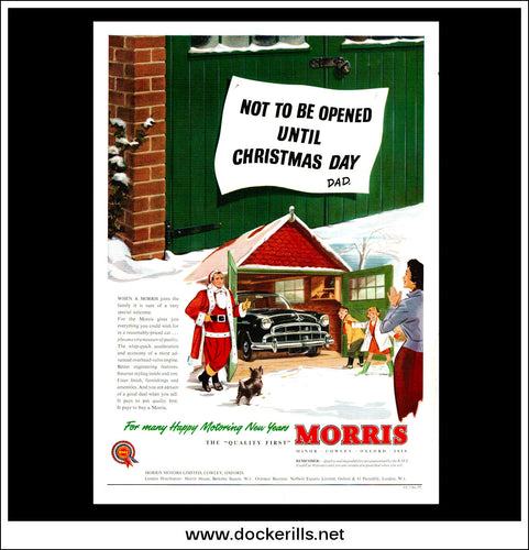 Morris Minor, Cowley, Oxford, Isis. Original Vintage Christmas Advert From December 1955.