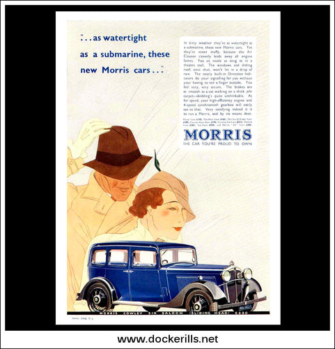 Morris Cowley Six Saloon. Original Vintage Advert From January 17th 1934.
