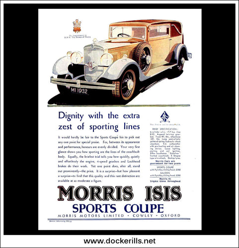 Morris Isis Sports Coupe. Original Vintage Advert From April 13th 1932.