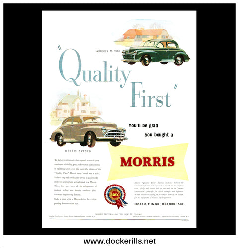 Morris Minor And Morris Oxford. Original Vintage Advert From December, 1953.