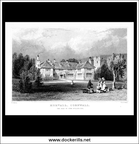 Morvall, Cornwall, England. Antique Print, Steel Engraving c. 1830.