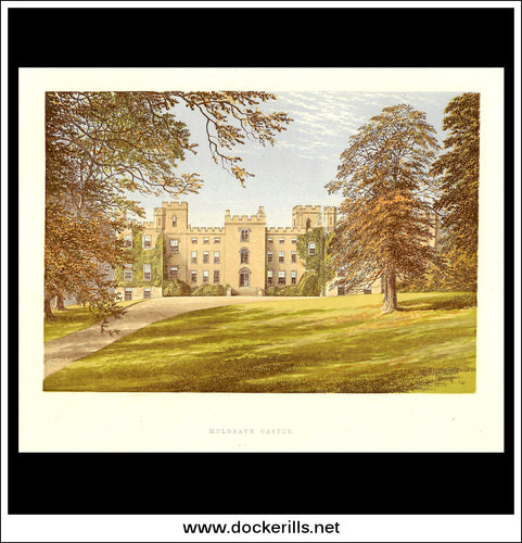 Mulgrave Castle, Near Witby, Yorkshire, England. Antique Print, Chromoxylograph 1880.