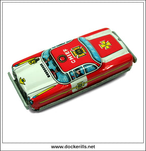 野村トーイ•新工社？ダブルネーム　電動　FIRE CHIEF CAR 動作品 Fire Chief Car, Vintage Tin Plate Friction Novelty Toy