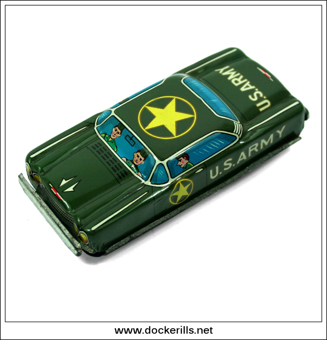 U.S. Army Car, Vintage Tin Plate Friction Novelty Toy, Nakamura, Japan. U.S.2205
