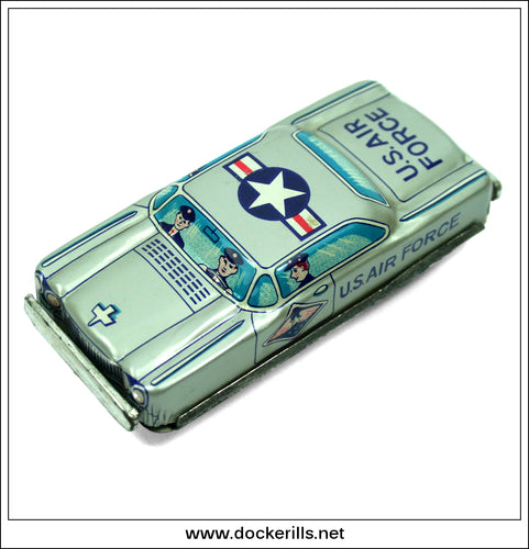 U.S. Air Force Car, Vintage Tin Plate Friction Novelty Toy, Nakamura, Japan.