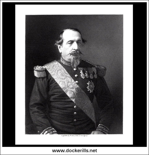 Napoleon III, France. Antique Print, Steel Engraving c. 1880.