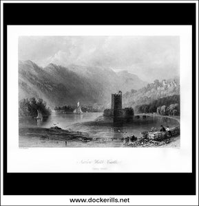 Narrow Water Castle (Newry River), Co. Down, Northern Ireland. Antique Print, Steel Engraving c. 1840.