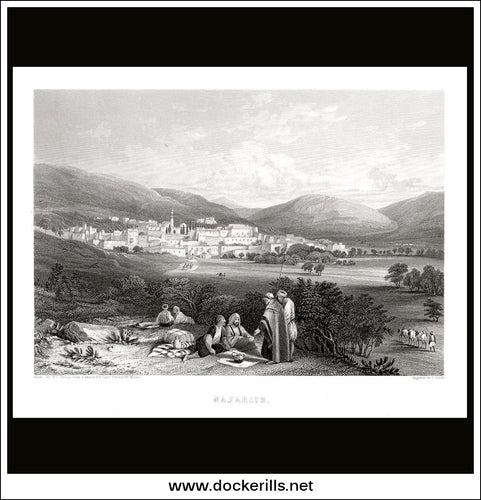 Nazareth, Israel / Holy Land. Antique Print, Steel Engraving c. 1840.