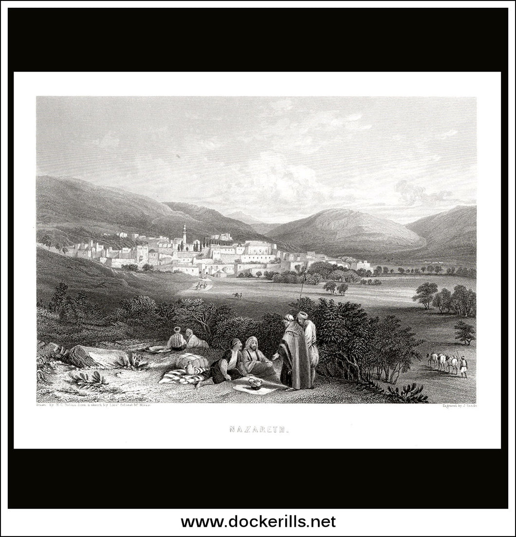 Nazareth, Israel / Holy Land. Antique Print, Steel Engraving c. 1840.