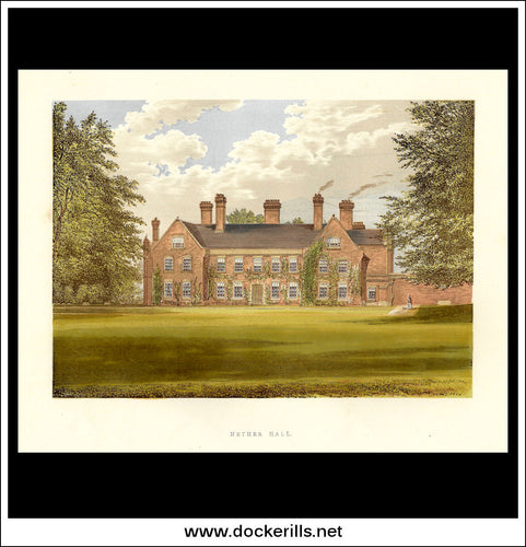 Nether Hall, Near Thurston, Suffolk, England. Antique Print, Chromoxylograph 1880.