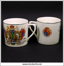 Two Commemorative Ware Silver Jubilee Mugs 1910-1935. Newtown Powys Celebrations 1.