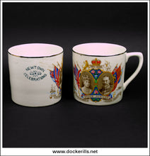 Two Commemorative Ware Silver Jubilee Mugs 1910-1935. Newtown Powys Celebrations 2.