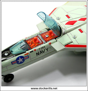 F-14A Jet Fighter "Tomcat". Vintage 1960's Tin Plate Battery Operated Novelty Toy Aeroplane, Nomura, Japan 3.