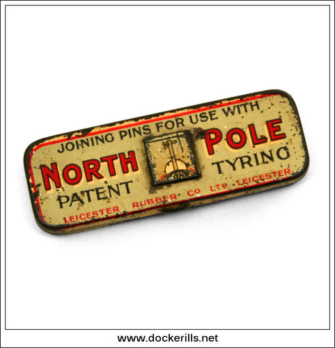 Vintage North Pole Patent Tyring Pins Tin. Leicester Rubber Co., Ltd. 1.