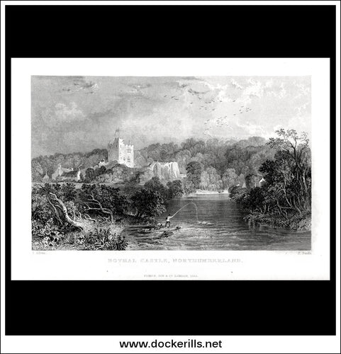 Bothal Castle, Northumberland, England. Antique Print, Steel Engraving 1833.