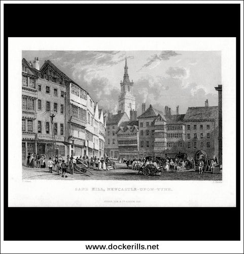 Sand Hill, Newcastle-Upon-Tyne, Northumberland, England. Antique Print, Steel Engraving 1833.
