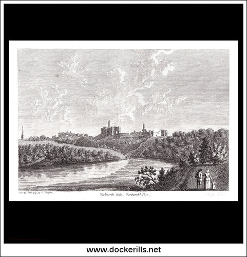 Warkworth Castle Pl. 2, Northumberland, England. Antique Print, Copper Plate Engraving 1785.