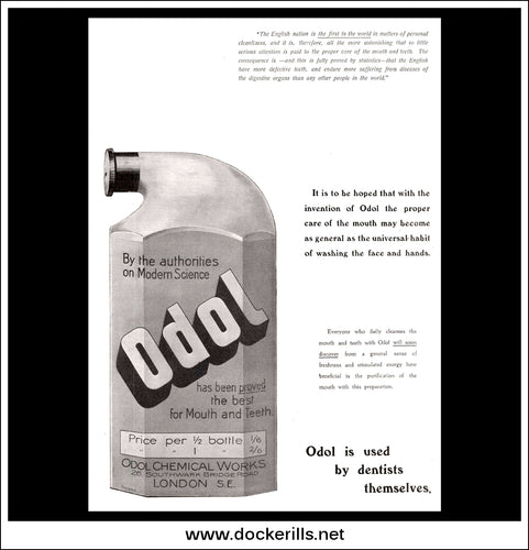 Odol Mouth Wash. Original Vintage Advert From October 21st, 1905.