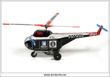 Patrol Helicopter (Police). Vintage Tin Plate Clockwork Toy. Okuma, Japan 2.