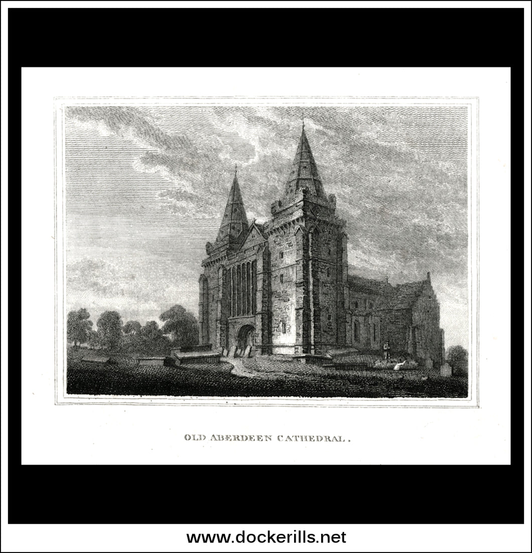 Old Aberdeen Cathedral, Aberdeenshire, Scotland. Antique Print, Copper Plate Engraving 1805.