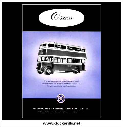 Metropolitan Cammell Weyman Orion Double-Deck Bus. Original Vintage Advert From November, 1954.