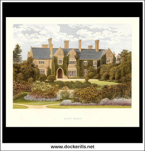 Oxley Manor, Near Wolverhampton, Staffordshire, England. Antique Print, Chromoxylograph 1880.