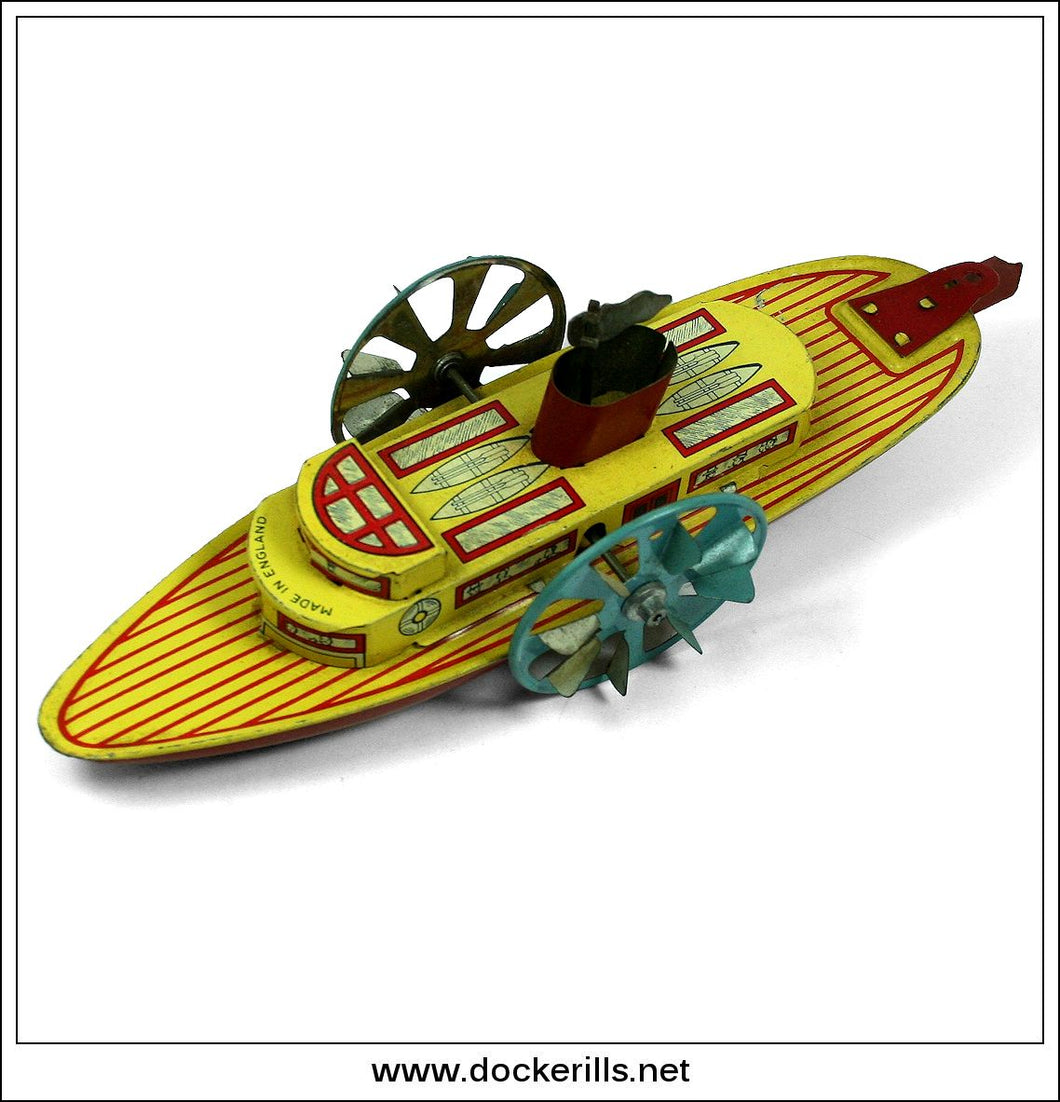 Paddle Boat No. 70, 1936. Vintage Tin Plate Toy, Wells-Brimtoy Distributors Ltd., Great Britain 1.