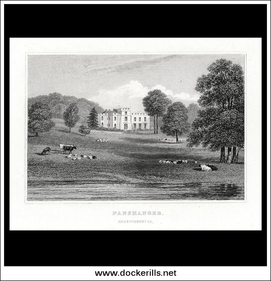 Panshanger, Hertfordshire, England. Antique Print, Steel Engraving 1847.
