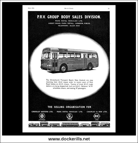 Park Royal Vehicles Ltd. Bus For Christchurch Transport Board, NZ. Original Vintage Advert From June, 1958.