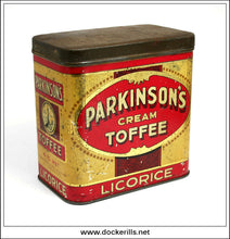 Parkinsons Cream Toffee Tin, Parkinson & Son, Ltd., Doncaster. Vintage Advertising Tin 1.