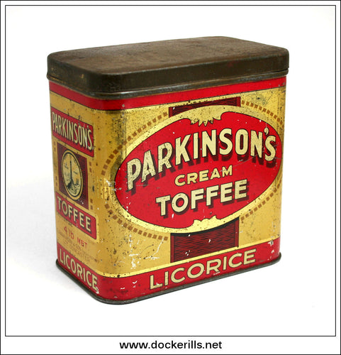 Parkinsons Cream Toffee Tin, Parkinson & Son, Ltd., Doncaster. Vintage Advertising Tin 1.
