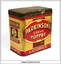 Parkinsons Cream Toffee Tin, Parkinson & Son, Ltd., Doncaster. Vintage Advertising Tin 2.