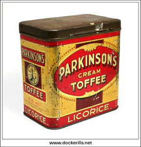 Parkinsons Cream Toffee Tin, Parkinson & Son, Ltd., Doncaster. Vintage Advertising Tin 2.
