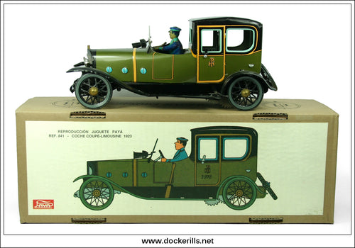 Coche Coupe-Limousine, 1923, Paya, Spain. Vintage Tin Plate Clockwork Limousine Toy 1.
