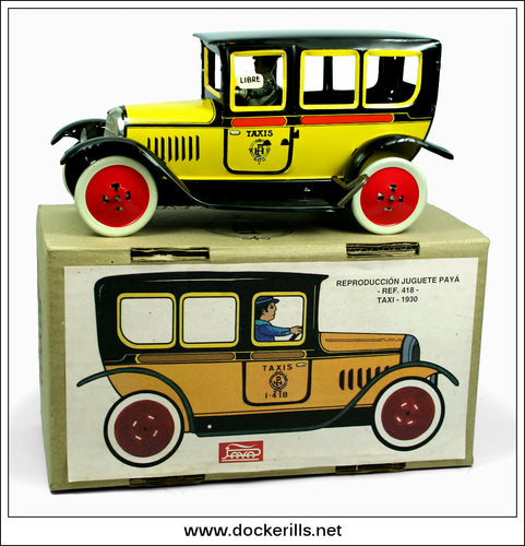Taxi 1930, Ref 418. Vintage Tin Plate Toy. Remanufacture, Paya Spain 1.