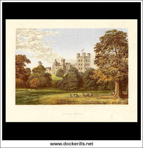Penryhn Castle, Near Bangor, Caernarvonshire, Wales. Antique Print, Chromoxylograph 1880.