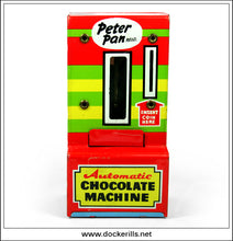 Automatic Chocolate Machine, Vintage Tin Plate Novelty Money Box, Peter Pan Regd, Great Britain.