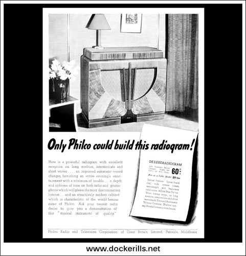 Philco Radiogram. Original Vintage Advert From April 21st, 1937.