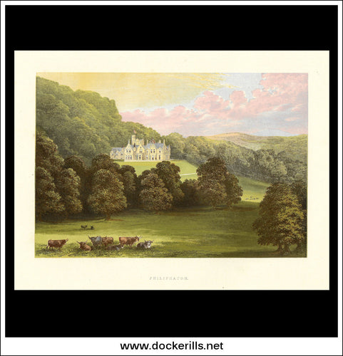 Philiphaugh, Near Selkirk, Selkirkshire, Scotland. Antique Print, Chromoxylograph 1880.