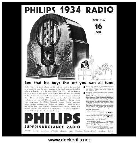 Philips 1934 Radio. Type 634A. Original Vintage Advert From October 4th, 1933.