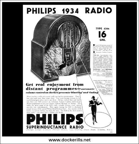 Philips 1934 Radio. Type 634A. Original Vintage Advert From October 25th, 1933.