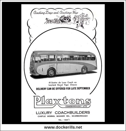 Plaxtons Luxury Coach. Original Vintage Advert From July, 1951.