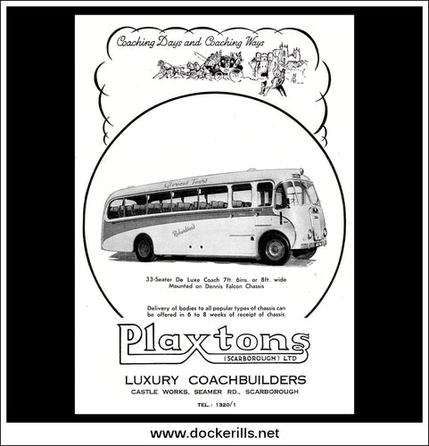 Plaxtons Luxury Coach. Original Vintage Advert From January, 1952.