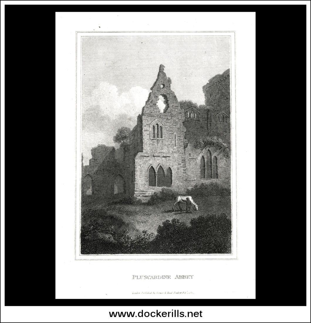 Pluscardine Abbey, Moray, Scotland. Antique Print, Copper Plate Engraving 1805.