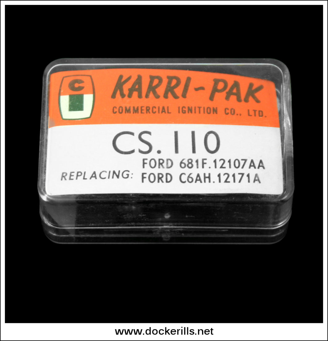 Karri-Pak Points / Contact Set CS. 110 - Replacing Ford 681F.12107AA, Ford C6AH. 12171A. New, Unused.