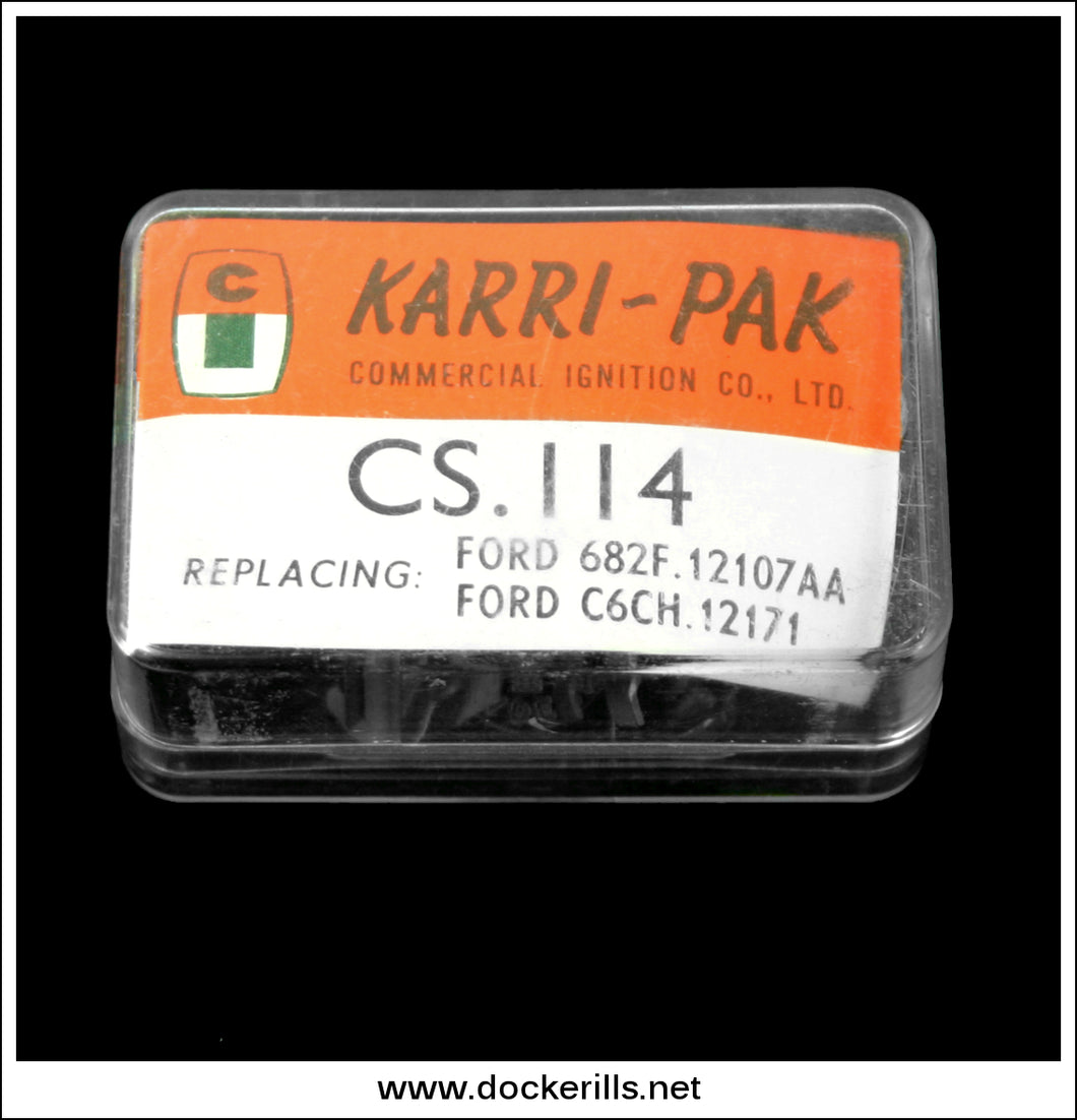 Karri-Pak Points / Contact Set CS. 114 - Replacing Ford 682F.12107AA, Ford C6CH. 12171. New, Unused.